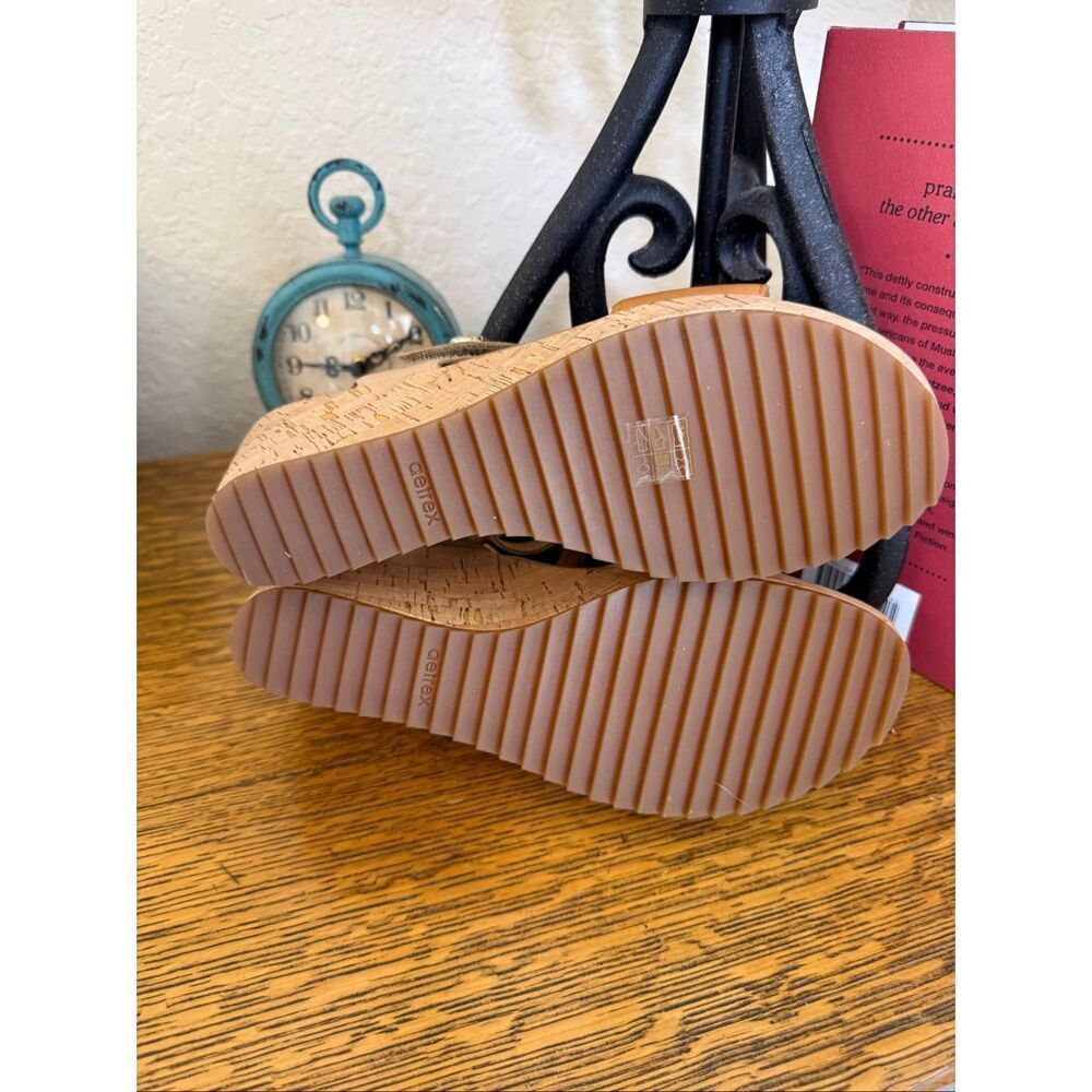 NEW Aetrex Madelyn Quarter Strap Wedge Sandal in Ginger Multi Leather Summer - Picture 7 of 11